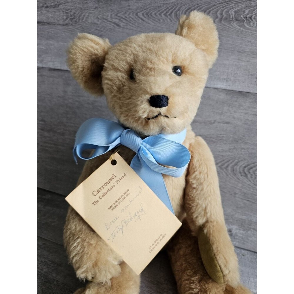 Vtg Michaud Teddy Bear Carrousel Museum Collection Rare Mohair 18" Artist SIGNED